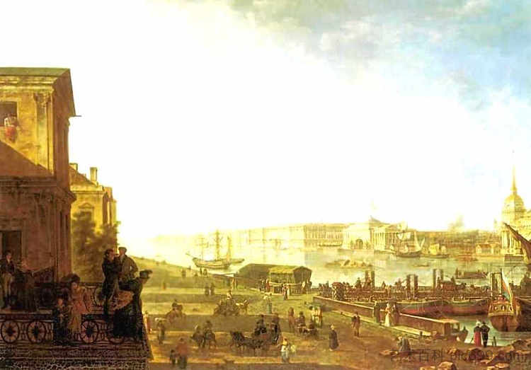 从军事学院看的海军部和冬宫 The Admiralty and the Winter Palace viewed from the Military College (1794; Russian Federation  )，费奥多尔·阿列克谢耶夫