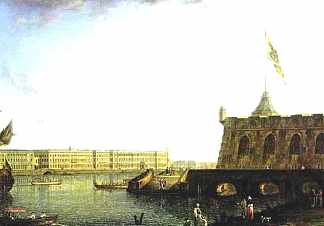 圣彼得和保罗堡垒和宫殿堤岸的景色 View of the Fortress of St. Peter and Paul and the Palace Embankmant (1799; Russian Federation                     )，费奥多尔·阿列克谢耶夫