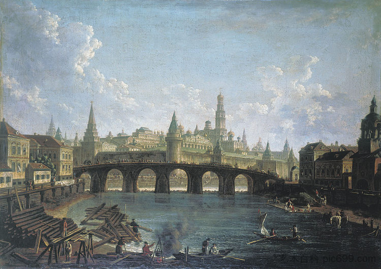 克里姆林宫和莫斯科卡门尼桥的景色 View of the Kremlin and the Kamenny Bridge in Moscow,费奥多尔·阿列克谢耶夫