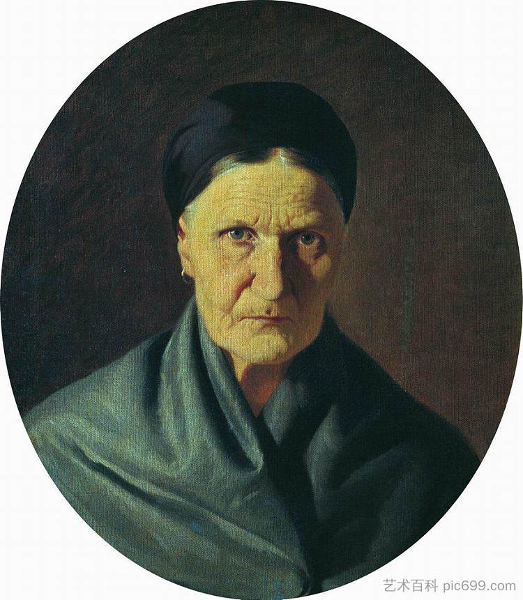 艺术家母亲的肖像 Portrait of the artist's mother (1871)，费奥多尔·布朗尼科夫