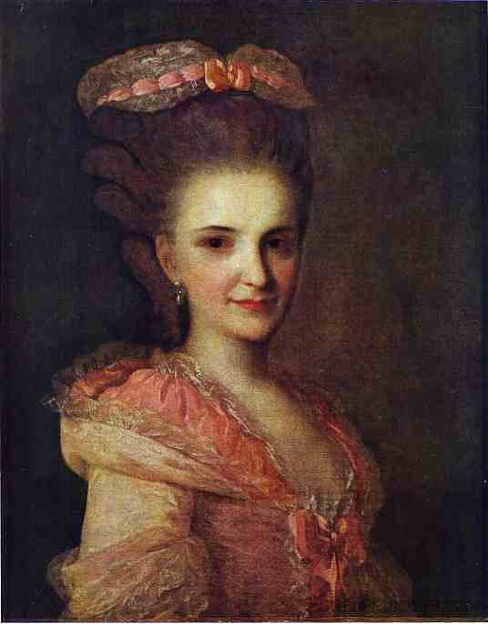 穿着粉红色连衣裙的无名女士的肖像 Portrait of an Unknown Lady in a Pink Dress (c.1770)，费奥多尔·罗科托夫