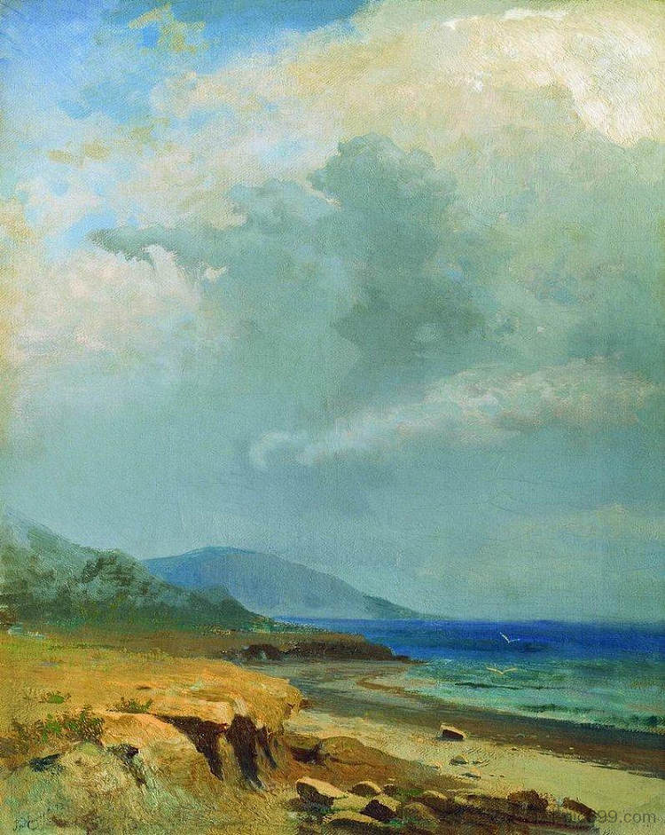 景观。克里米亚 Landscape. Crimea (1871 - 1873)，费奥多尔·瓦西里耶夫