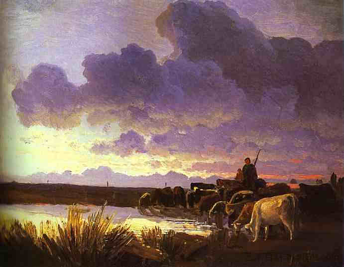 靠近浇水的地方 Near a Watering Place (1868),费奥多尔·瓦西里耶夫