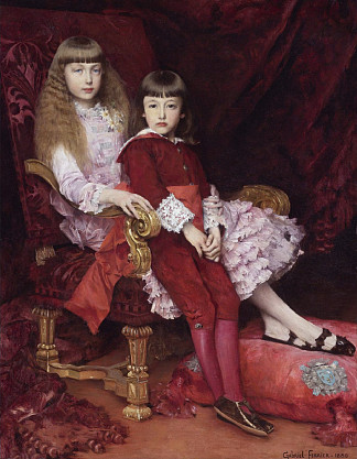 吉斯公爵和他的妹妹之一，未来的洋红色公爵夫人 the Duke of Guise and One of His Sisters, the Future Duchess of Magenta (1880)，加布里埃尔·费里尔