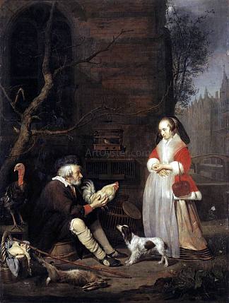 家禽卖家 The Poultry Seller (1662)，哈布里尔·梅曲