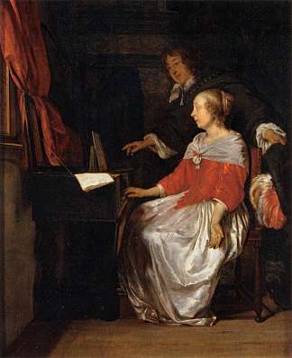 处女玩家 The Virginal Player (c.1661)，哈布里尔·梅曲