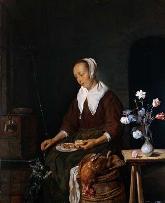 女人吃 Woman Eating (c.1662 – c.1665)，哈布里尔·梅曲