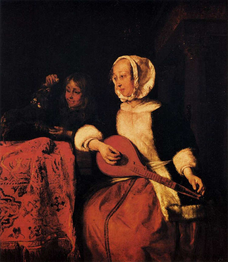 玩曼陀林的女人 Woman Playing a Mandolin (c.1660 - c.1665)，哈布里尔·梅曲