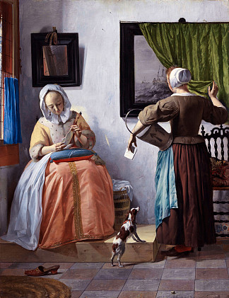 读信的女人 Woman Reading a Letter (c.1664 – c.1666)，哈布里尔·梅曲