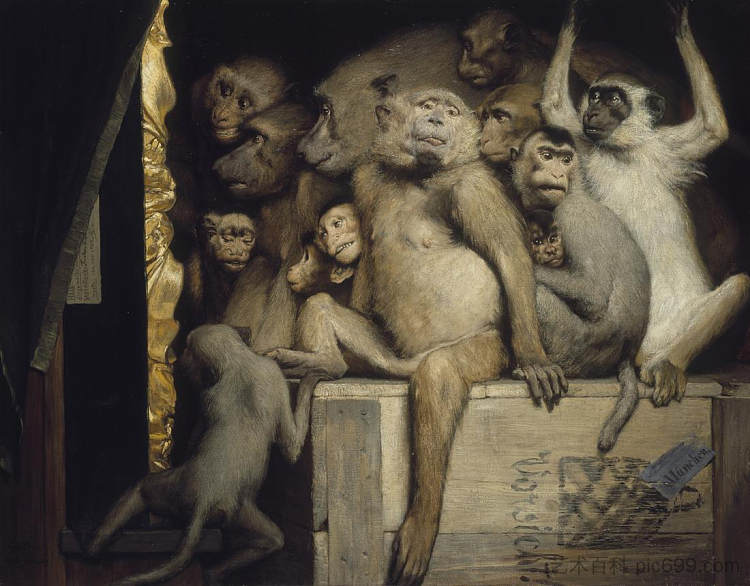 猴子作为艺术的评委 Monkeys as Judges of Art (1889)，加布里埃尔·冯·马克斯