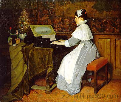 静物(尖刺女孩) Still Life (Girl at a Spinet) (1871),加布里埃尔·冯·马克斯