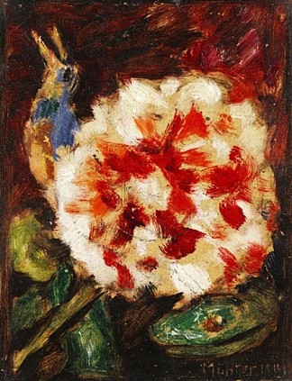 花与鸟和蜥蜴头 Blume mit Vogel und Echsenkopf (1911)，加布里埃尔·穆特