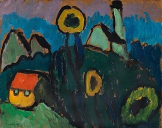 向日葵景观 Landschaft mit Sonnenblumen (1910)，加布里埃尔·穆特