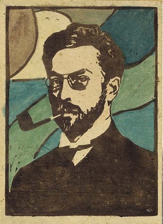 瓦西里·康定斯基的肖像 Portrait Of Wassily Kandinsky (1906)，加布里埃尔·穆特