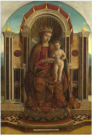 圣母子登基 The Virgin and Child Enthroned (c.1485)，亲爱的贝里尼