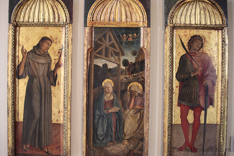 耶稣诞生三联画（局部） Trittico della Natività (detail) (c.1470)，亲爱的贝里尼