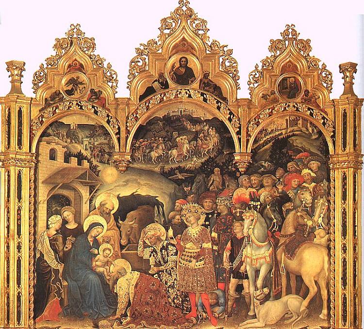 贤士的崇拜（祭坛画） Adoration of the Magi (altarpiece) (1423)，詹蒂莱·达·法布里亚诺