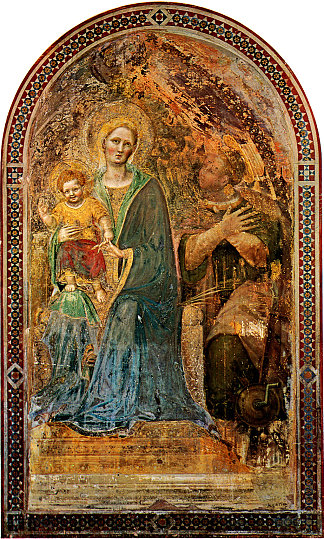 麦当娜和孩子与天使 麦当娜和孩子与天使 外邦人达法布里亚诺壁画奥维多，大教堂 Madonna and Child with Angels Madonna and Child with Angels Gentile da Fabriano Fresco Orvieto, Cathedral (1425)，詹蒂莱·达·法布里亚诺