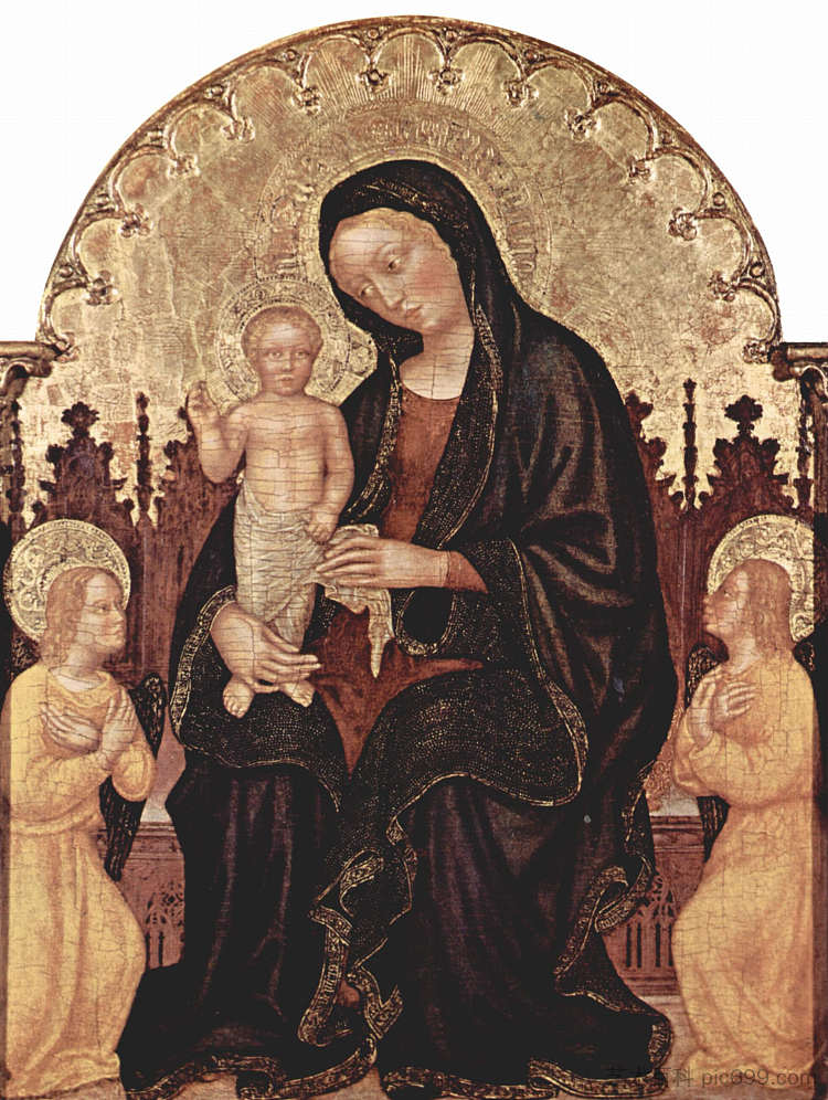 麦当娜与两个天使 Madonna With Two Angels (1408 - 1410)，詹蒂莱·达·法布里亚诺