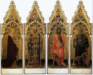 来自夸拉特西波利普蒂奇的两位圣人：圣玛丽抹大拉和圣尼古拉斯 Two saints from the Quaratesi Polyptych: St. Mary Magdalen and St. Nicholas (1425)，詹蒂莱·达·法布里亚诺