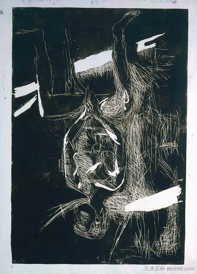 厨房椅子上的女性裸体 Female Nude on a Kitchen Chair (1979),乔治·巴塞利兹