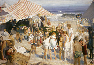 科尼岛海滩 Beach at Coney Island (1908)，乔治·贝洛斯
