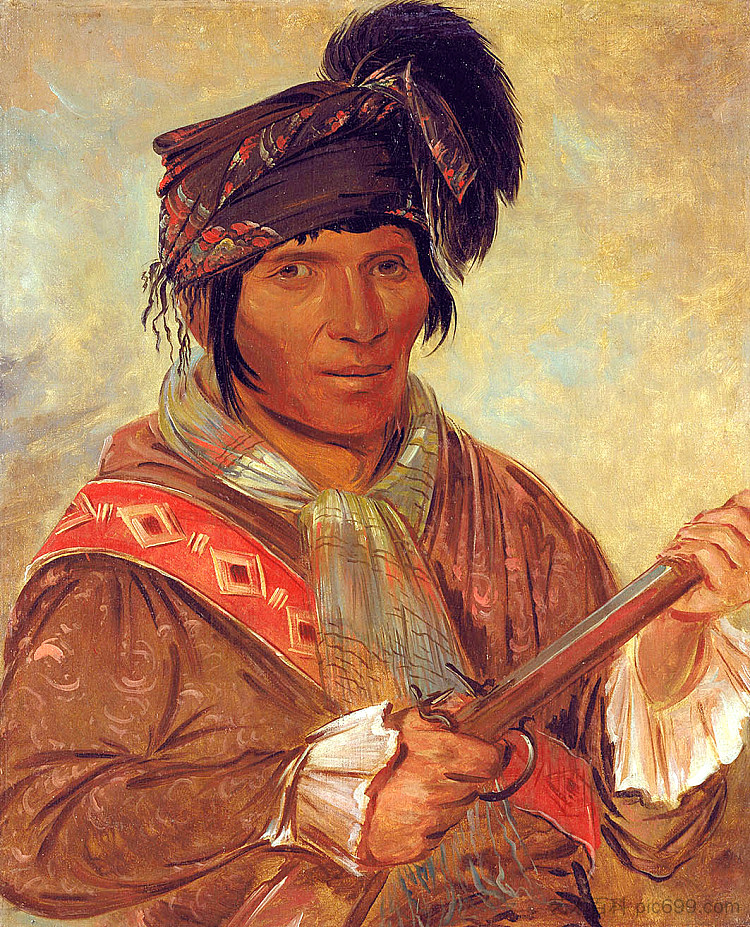 科伊哈乔，塞米诺尔酋长 Co-ee-há-jo, a Seminole Chief (1837)，乔治·卡特林