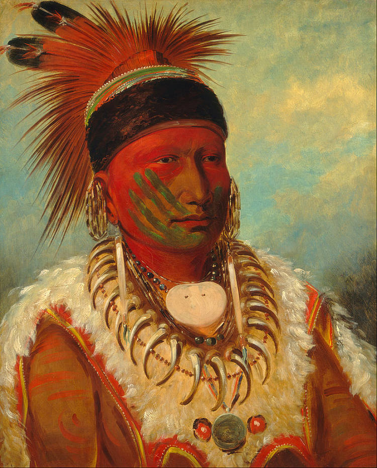 白云，爱荷华州首领 The White Cloud, Head Chief of the Iowa (1845)，乔治·卡特林