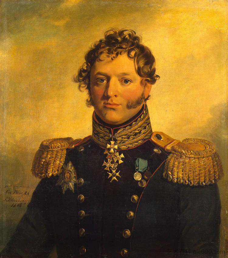 俄罗斯将军科森·彼得·安德烈耶维奇的肖像 Portrait of Kozen Petr Andreevich, Russian General (1823)，乔治·道威