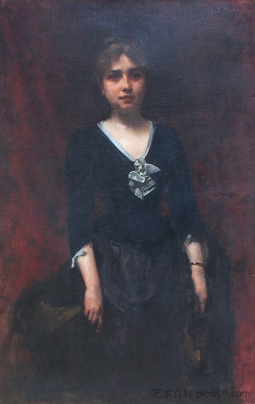 西赫莱努夫人的肖像 Portrait of Mrs. Sihleanu (1877)，乔治·德梅雷斯库·米拉