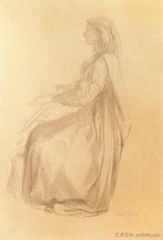 艾伦·特里在钢琴 Ellen Terry At The Piano，乔治·费德里科·沃茨