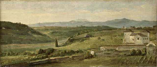 带农舍的全景景观 Panoramic Landscape with a Farmhouse，乔治·费德里科·沃茨