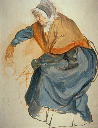 护士在暖衣服 A Nurse Warming a Garment (1828)，乔治·哈维