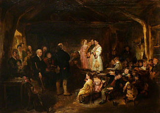 苏格兰学校的教理问答 Catechising in a Scottish School (1832)，乔治·哈维