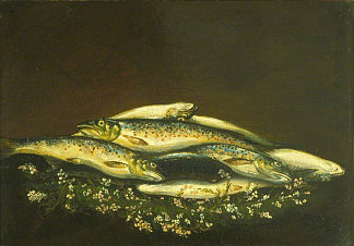 他自己钓到的鳟鱼 His Own Catch Of Trout (1826)，乔治·哈维
