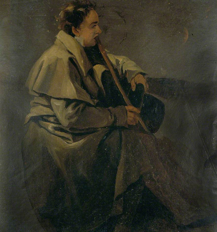 穿着骑马斗篷的年轻人 Young Man in a Riding Cloak (1827)，乔治·哈维