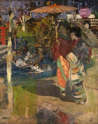在日本庭园里 In a Japanese Garden (1894)，乔治·亨利
