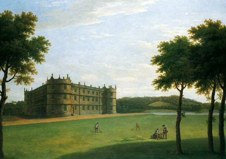 西南的朗福德城堡 Longford Castle from the South West (1743)，乔治·兰伯特