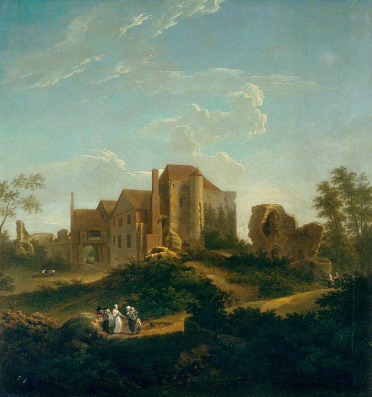 来自西南的肯特郡莱伯恩城堡遗址 Ruins of Leybourne Castle, Kent, from the South West (1737)，乔治·兰伯特