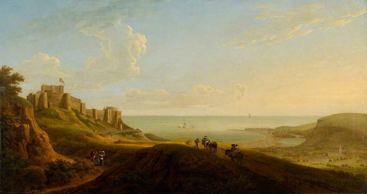 多佛城堡景观 View of Dover Castle (1738)，乔治·兰伯特