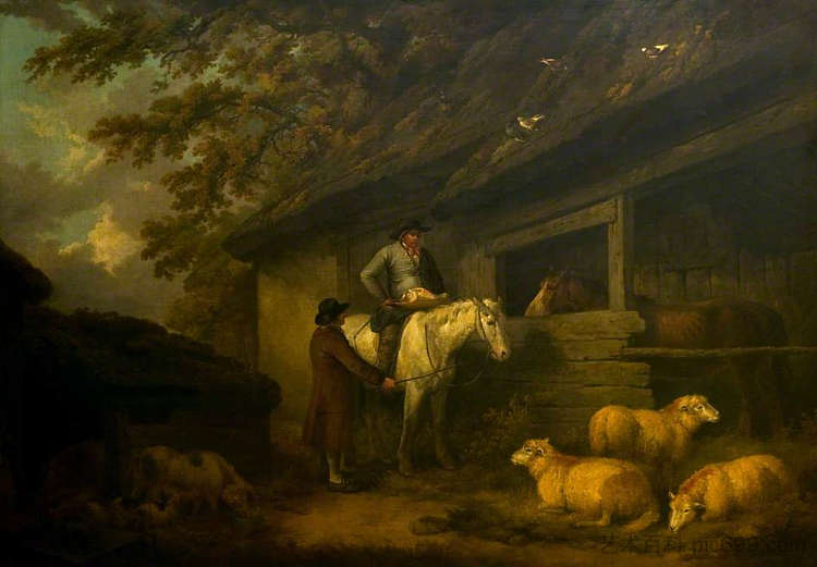 羊讨价还价 Bargaining for Sheep (1794)，乔治·默兰德