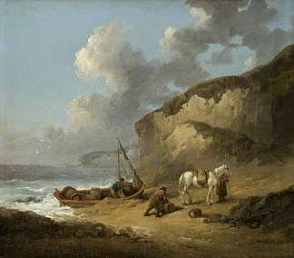 海岸风光，走私者 Sea-Coast Scene, Smugglers (1793)，乔治·默兰德