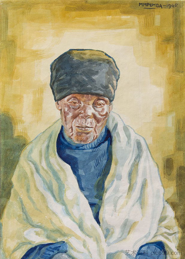 科萨老妇人 Old Xhosa woman (1945)，乔治·彭巴