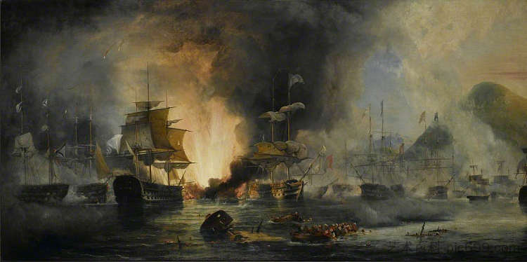 纳瓦里诺战役，1827年10月20日 The Battle of Navarino, 20 October 1827 (1827)，乔治·菲利普·雷纳格尔