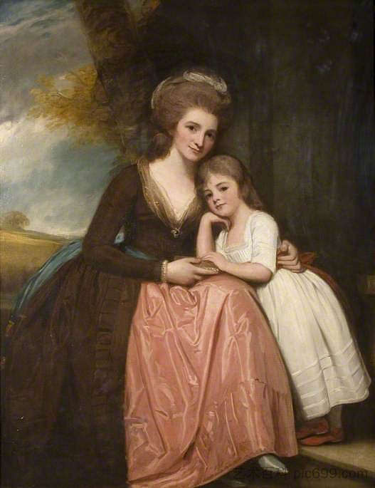 布雷斯布里奇夫人和她的女儿玛丽 Mrs Bracebridge and Her Daughter Mary (1784)，乔治·罗姆尼