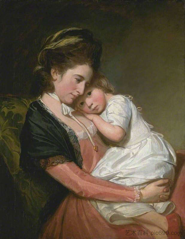 约翰斯通夫人和她的儿子 Mrs Johnstone and her Son (1780)，乔治·罗姆尼