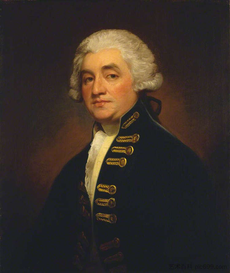 海军中将约书亚·罗利爵士 （1734–1790） Vice-Admiral Sir Joshua Rowley (1734–1790) (1788)，乔治·罗姆尼