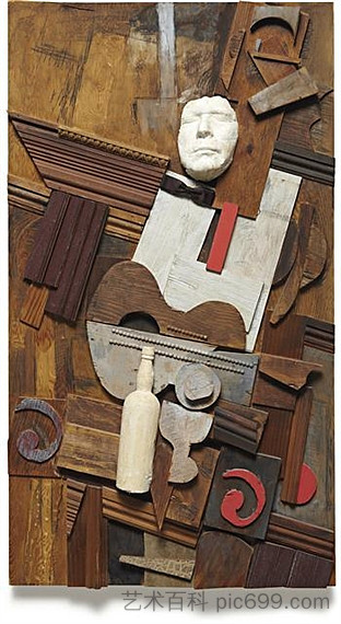 咖啡馆静物与领结（布拉克） Café Still Life with Bow Tie (Braque) (1986)，乔治西格尔