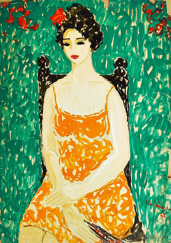 女孩与橙色连衣裙 Girl with Orange Dress (1968; Bucharest,Romania  )，乔治·斯特凡内斯丘