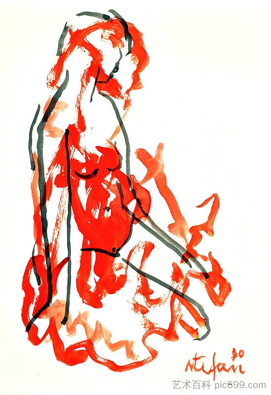 红色裸体 Red Nude (1990; Lüdinghausen,Germany ),乔治·斯特凡内斯丘